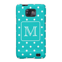 Motif de point turquoise et blanc de polka. Monogr Coque Galaxy S2