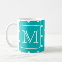 Motif de point turquoise et blanc de polka. Monogr Mugs À Café