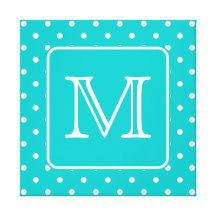 Motif de point turquoise et blanc de polka. Monogr Impression Sur Toile