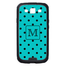 Motif de point turquoise et noir de polka. Monogra
