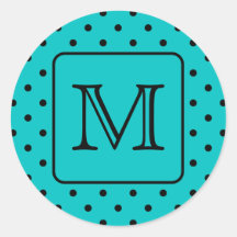 Motif de point turquoise et noir de polka. Monogra Autocollants