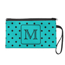 Motif de point turquoise et noir de polka. Monogra Dragonnes