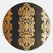 Motif de relief par or en cuir noir autocollant