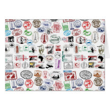 Motif de timbres de voyage cartes de vœux