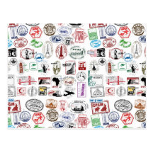 Motif de timbres de voyage cartes postales