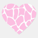Motif d'impression de girafe dans le rose de sucre autocollant en cœur