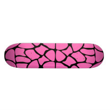 Motif d'impression de girafe dans le rose lumineux skateboard customisable