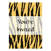 Motif d'impression de tigre. Orange et noir Cartons D'invitation Personnalisés