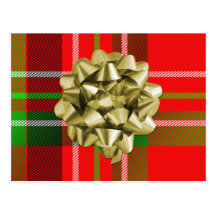 Motif et arc de tartan de Noël Carte Postale
