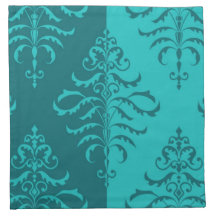 Motif feuillu de damassé dans Teal - conception bi Serviette
