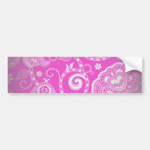 Motif floral blanc rose vintage de damassé autocollant pour voiture