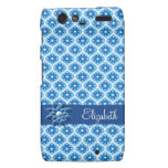 Motif floral bleu et blanc coque droid RAZR