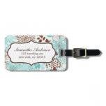 Motif floral d'Aqua et de rose étiquettes à bagages