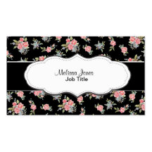 Motif floral de rose de noir et de rose cartes de visite personnelles