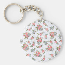 Motif floral de rose de roses de cottage de pays porte-clefs