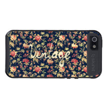 Motif floral élégant vintage de roses roses et rou coque iPhone 5