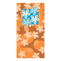 Motif floral tropical. Bleu et orange Cartes De Vœux Avec Photo