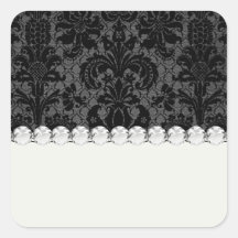 motif gris de damassé de noir de dentelle de faux autocollants