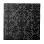 motif gris de damassé de noir de dentelle de faux carreaux