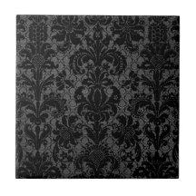 motif gris de damassé de noir de dentelle de faux carreaux