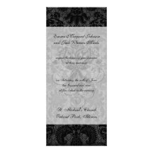 motif gris de damassé de noir de dentelle de faux faire-part personnalisé