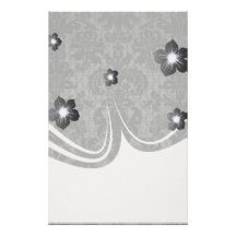 motif gris de damassé de noir de dentelle de faux papier à lettre personnalisé