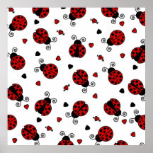 Motif mignon de coccinelle et de coeurs posters