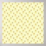 Motif mignon de girafe sur le jaune posters