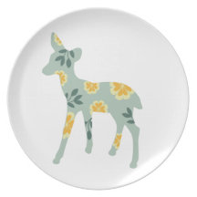 Motif mignon de nature d'art populaire de silhouet assiettes pour soirée