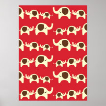 Motif mignon de nature de rouge de cerise d'élépha poster