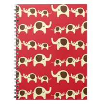 Motif mignon de nature de rouge de cerise d'élépha carnet