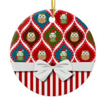 motif mignon de rayures de hiboux de houx de père  ornements