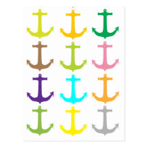 Motif nautique d'ancre de rétros marins cartes postales