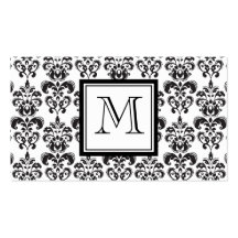 Motif noir 2 de damassé avec votre monogramme carte de visite
