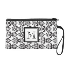 Motif noir 2 de damassé avec votre monogramme dragonnes