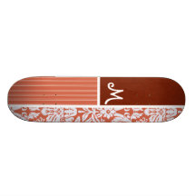 Motif orange de damassé planches à roulettes customisées