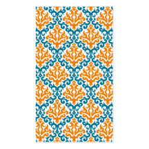 Motif orange et bleu de damassé modèle de carte de visite