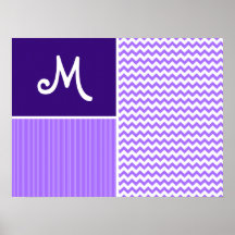 Motif pourpre de Chevron Posters