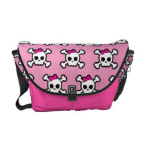 motif punk rose mignon de crâne et d'os croisés sacs messenger