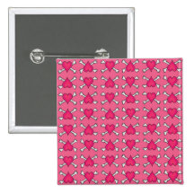 Motif rose de coeur et d'os croisés badge avec épingle