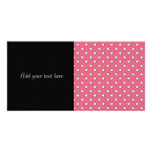 Motif rose et blanc de coeur cartes de vœux avec photo