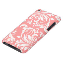Motif rose et blanc élégant de damassé coques barely there iPod