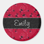 Motif rose et noir de coccinelle magnets