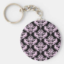 Motif rose et noir de damassé porte-clé