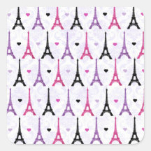 Motif rose et pourpre de Tour Eiffel Adhésifs