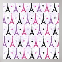 Motif rose et pourpre de Tour Eiffel Affiche