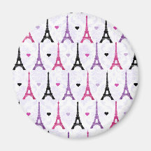 Motif rose et pourpre de Tour Eiffel Aimant Pour Réfrigérateur
