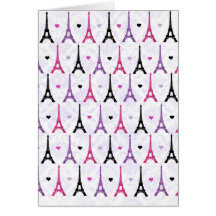 Motif rose et pourpre de Tour Eiffel Cartes