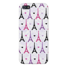 Motif rose et pourpre de Tour Eiffel iPhone 5 Case