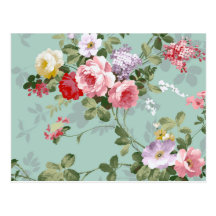 Motif rouge-rose élégant vintage de roses cartes postales